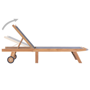 vidaXL Folding Sun Loungers with Wheels 2 pcs Solid Teak and Textilene
