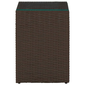 vidaXL Side Tables 3 pcs with Glass Top Brown Poly Rattan