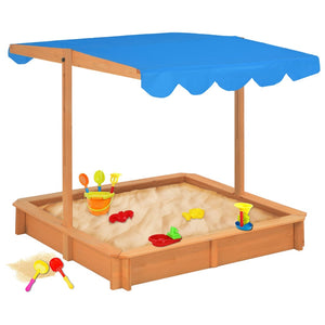 vidaXL Sandbox with Adjustable Roof Firwood 115x115x115 cm