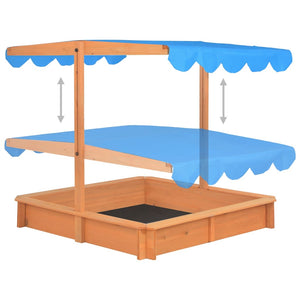 vidaXL Sandbox with Adjustable Roof Firwood 115x115x115 cm