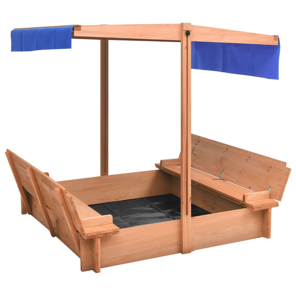 vidaXL Sandbox with Roof Firwood 112x112x112 cm