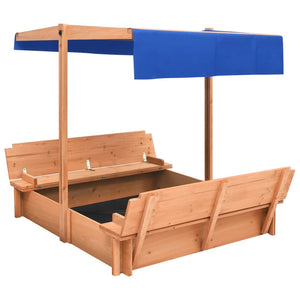 vidaXL Sandbox with Roof Firwood 112x112x112 cm