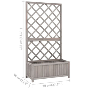 vidaXL Garden Trellis Planter Grey 70x30x135 cm Solid Firwood