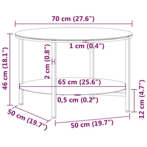 vidaXL Tea Table Black and Black Marble 70 cm Tempered Glass