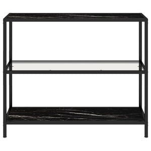 vidaXL Shelf Transparent and Black Marble 100x36x90 cm Tempered Glass