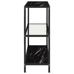 vidaXL Shelf Transparent and Black Marble 100x36x90 cm Tempered Glass