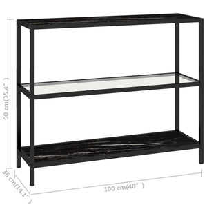 vidaXL Shelf Transparent and Black Marble 100x36x90 cm Tempered Glass