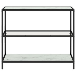 vidaXL Shelf Transparent and White Marble 100x36x90 cm Tempered Glass