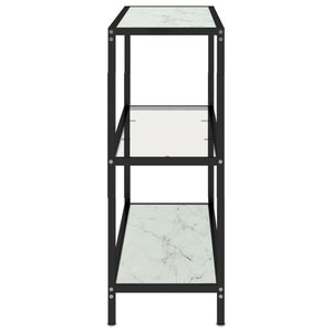 vidaXL Shelf Transparent and White Marble 100x36x90 cm Tempered Glass