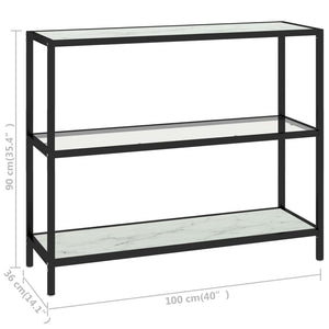 vidaXL Shelf Transparent and White Marble 100x36x90 cm Tempered Glass