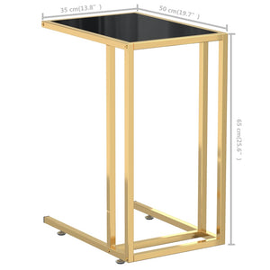 vidaXL Computer Side Table Black 50x35x65 cm Tempered Glass