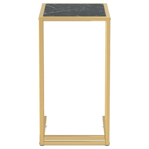 vidaXL Computer Side Table Black Marble 50x35x65 cm Tempered Glass