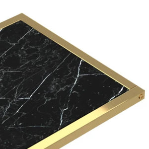 vidaXL Computer Side Table Black Marble 50x35x65 cm Tempered Glass