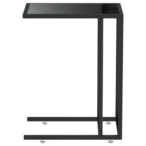 vidaXL Computer Side Table Black 50x35x65 cm Tempered Glass