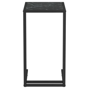 vidaXL Computer Side Table Black Marble 50x35x65 cm Tempered Glass