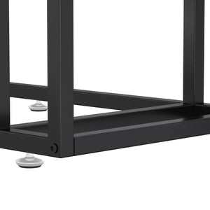 vidaXL Computer Side Table Black Marble 50x35x65 cm Tempered Glass