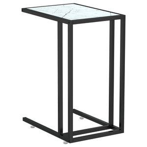 vidaXL Computer Side Table White Marble 50x35x65 cm Tempered Glass