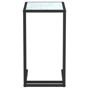 vidaXL Computer Side Table White Marble 50x35x65 cm Tempered Glass