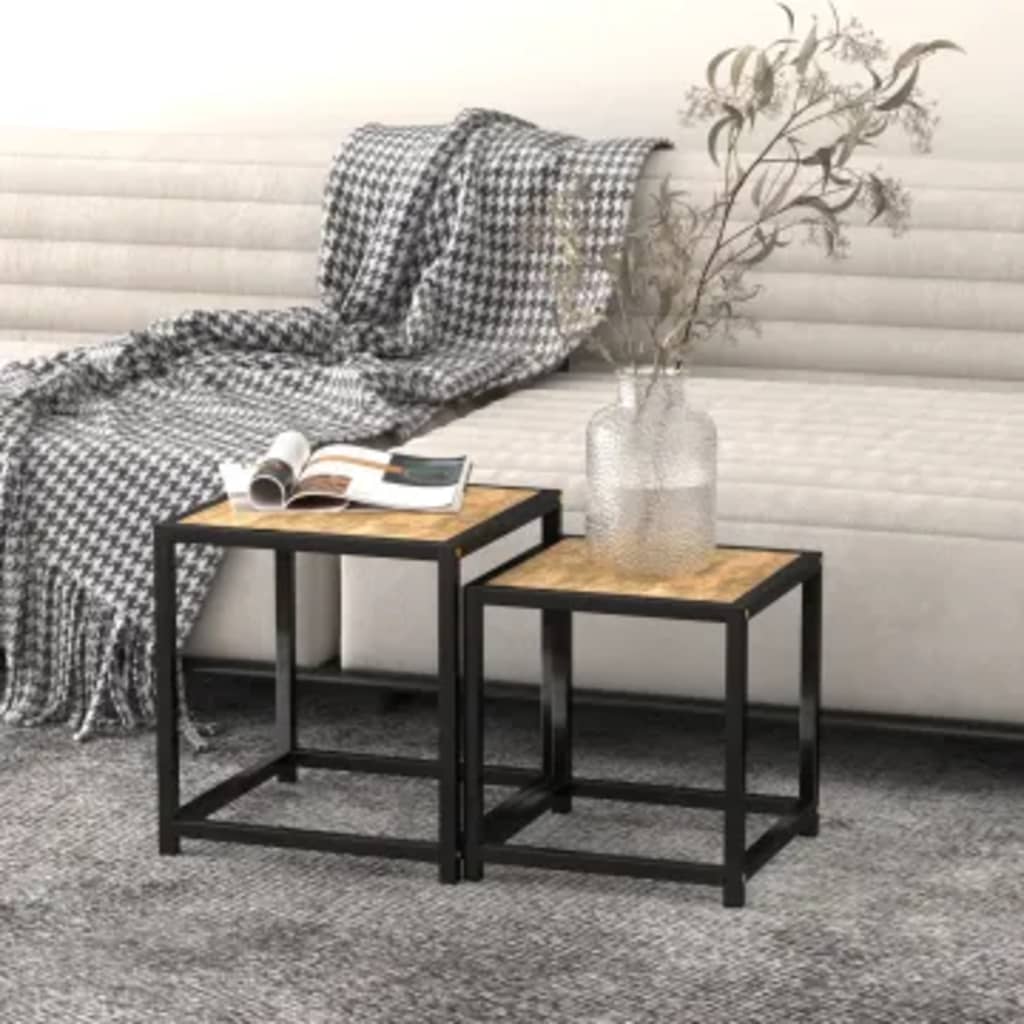 vidaXL Tea Tables 2 pcs MDF Black and Yellow