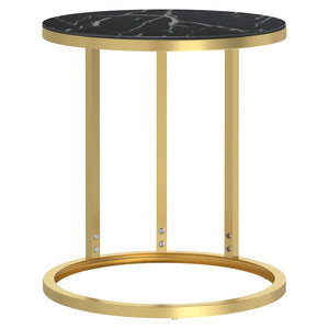 vidaXL Side Table Gold and Black Marble 45 cm Tempered Glass