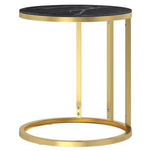 vidaXL Side Table Gold and Black Marble 45 cm Tempered Glass