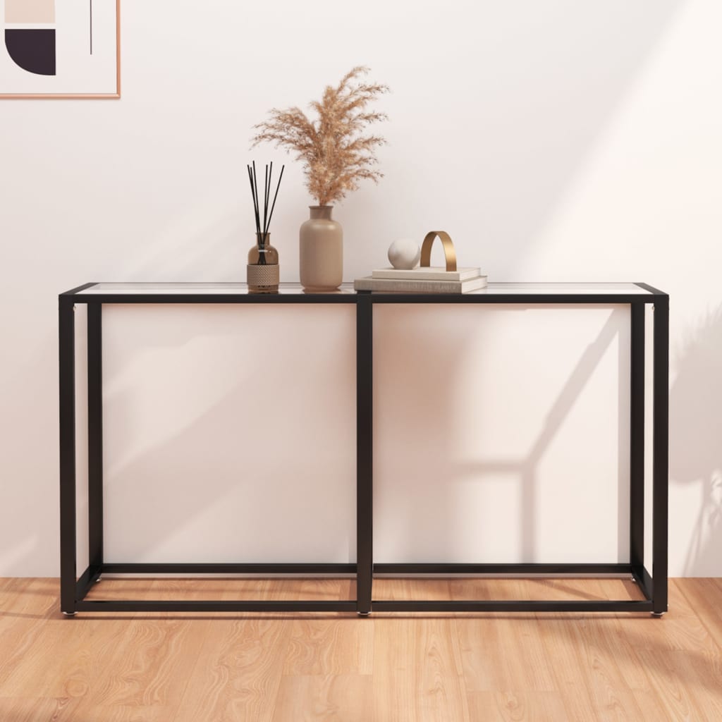 vidaXL Console Table Transparent 140x35x75.5cm Tempered Glass