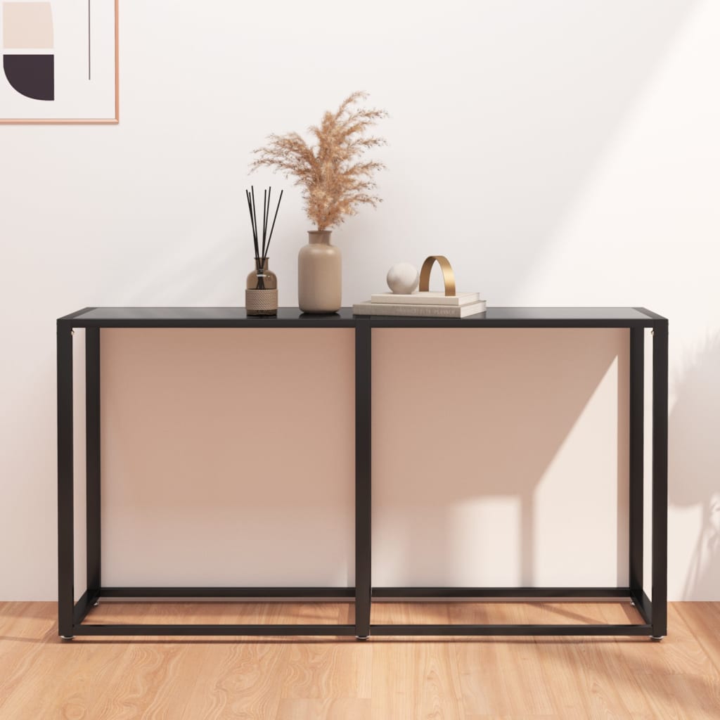 vidaXL Console Table Black 140x35x75.5cm Tempered Glass