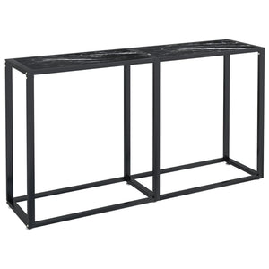 vidaXL Console Table Black Marble 140x35x75.5cm Tempered Glass