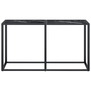 vidaXL Console Table Black Marble 140x35x75.5cm Tempered Glass