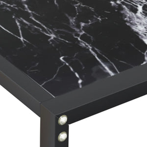 vidaXL Console Table Black Marble 140x35x75.5cm Tempered Glass