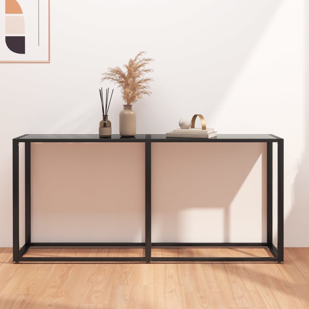 vidaXL Console Table Black 160x35x75.5cm Tempered Glass