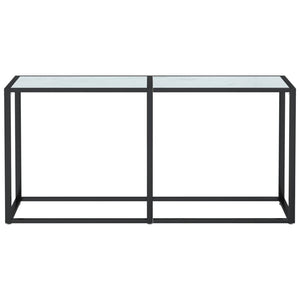 vidaXL Console Table White Marble 160x35x75.5cm Tempered Glass