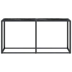 vidaXL Console Table Black Marble 160x35x75.5cm Tempered Glass