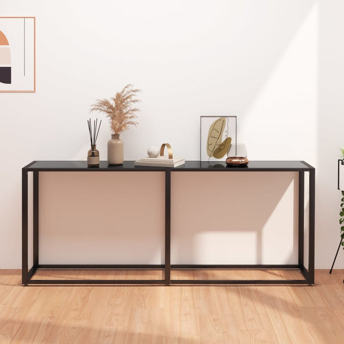 vidaXL Console Table Black 180x35x75.5cm Tempered Glass