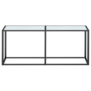 vidaXL Console Table White Marble 180x35x75.5cm Tempered Glass