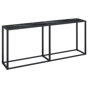 vidaXL Console Table Black Marble 180x35x75.5cm Tempered Glass