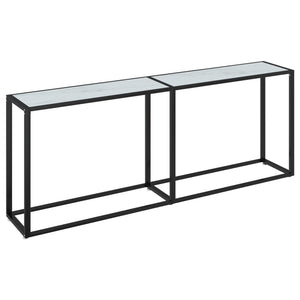 vidaXL Console Table White Marble 200x35x75.5cm Tempered Glass