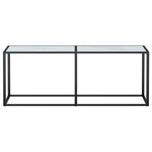 vidaXL Console Table White Marble 200x35x75.5cm Tempered Glass