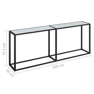 vidaXL Console Table White Marble 200x35x75.5cm Tempered Glass