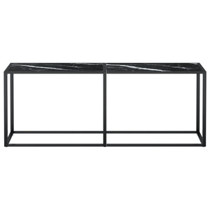 vidaXL Console Table Black Marble 200x35x75.5cm Tempered Glass