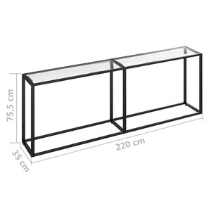 vidaXL Console Table Transparent 220x35x75.5cm Tempered Glass