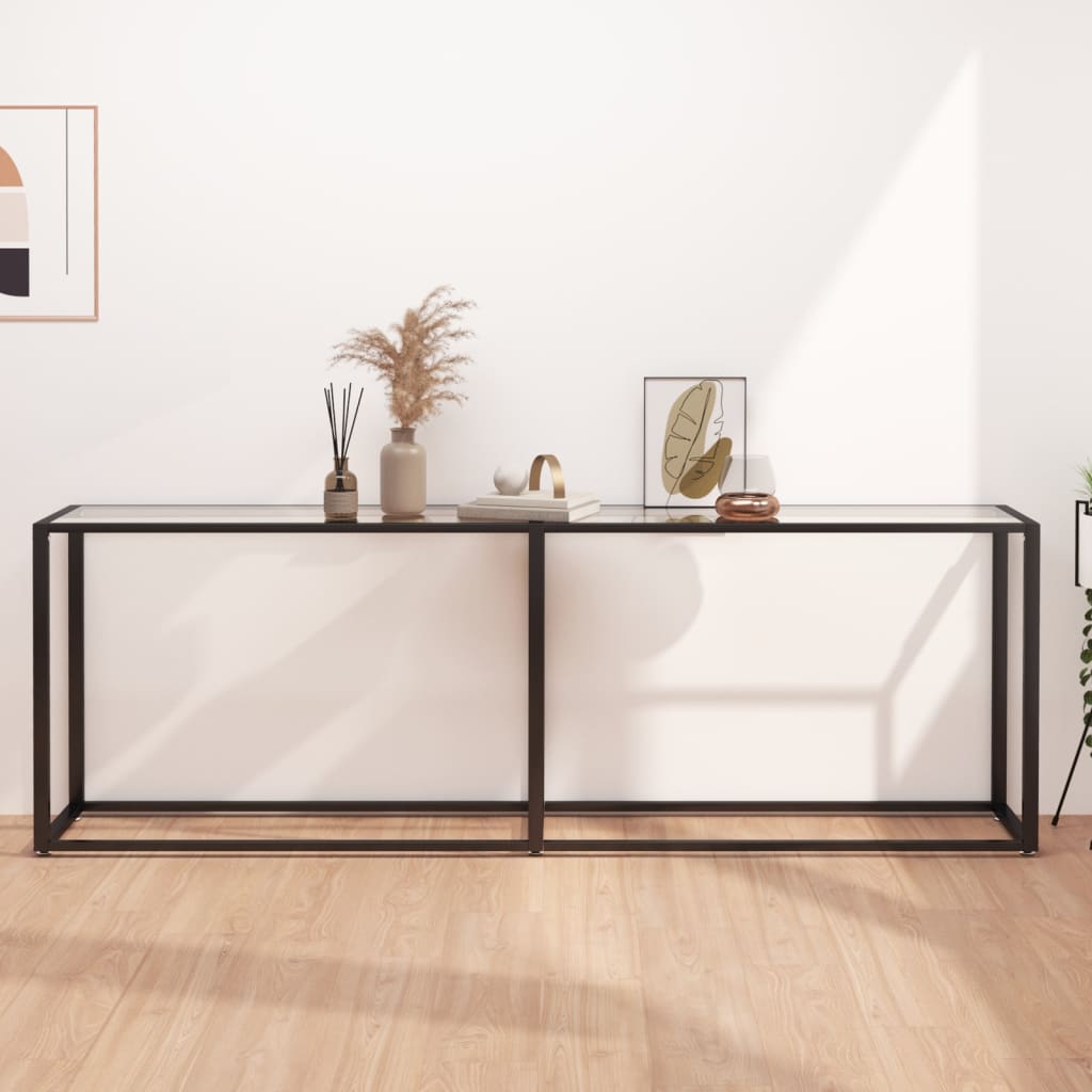 vidaXL Console Table Transparent 220x35x75.5cm Tempered Glass