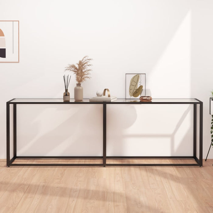 vidaXL Console Table Transparent 220x35x75.5cm Tempered Glass