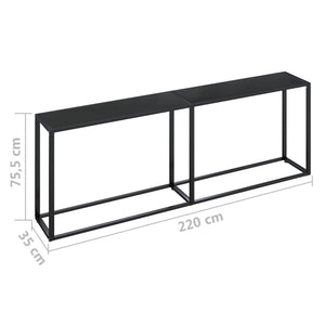 vidaXL Console Table Black 220x35x75.5cm Tempered Glass