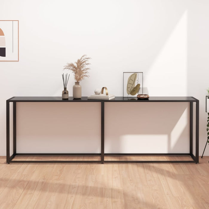 vidaXL Console Table Black 220x35x75.5cm Tempered Glass