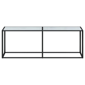 vidaXL Console Table White Marble 220x35x75.5cm Tempered Glass