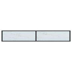 vidaXL Console Table White Marble 220x35x75.5cm Tempered Glass