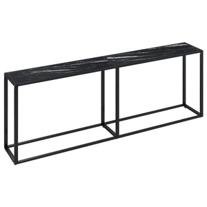 vidaXL Console Table Black Marble 220x35x75.5cm Tempered Glass