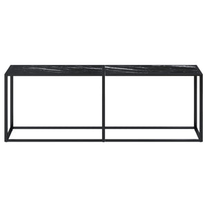 vidaXL Console Table Black Marble 220x35x75.5cm Tempered Glass