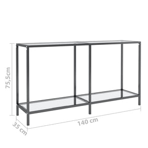 vidaXL Console Table Transparent 140x35x75.5 cm Tempered Glass